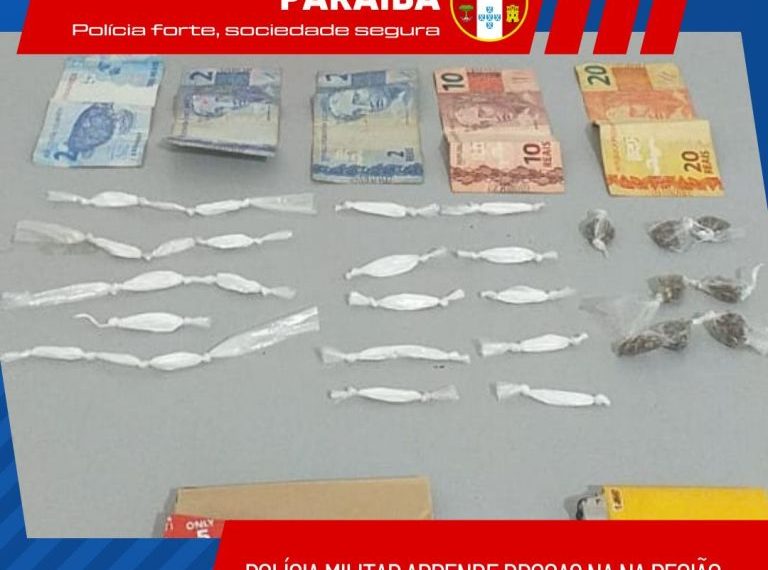 POLÍCIA MILITAR APRENDE DROGAS NA NA REGIÃO DE CACIMBAS