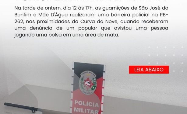 POLÍCIA MILITAR APREENDE ARMA DE FOGO ENTRE PATOS E SÃO JOSÉ DO BONFIM