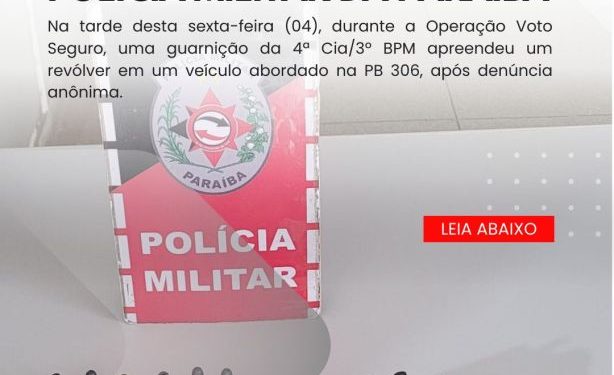 POLICIA MILITAR APREENDE ARMA DE FOGO EM CACIMBAS-PB.
