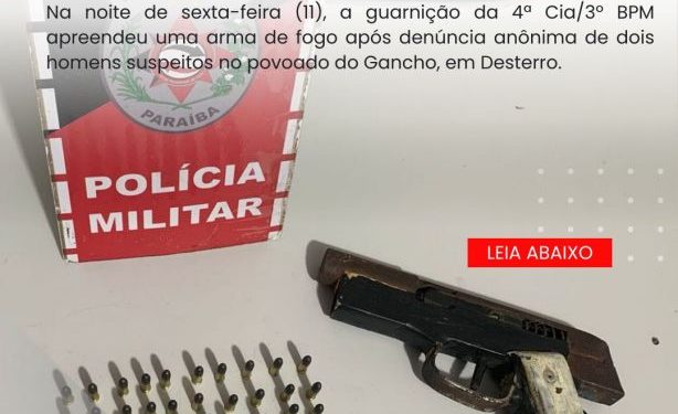 POLÍCIA MILITAR APREENDE ARMA DE FOGO NA ZONA RURAL DE DESTERRO-PB.