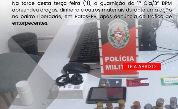 POLÍCIA MILITAR APREENDE DROGAS NO BAIRRO LIBERDADE, EM PATOS-PB.