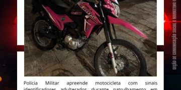 POLÍCIA MILITAR APREENDE MOTOCICLETA COM SINAIS IDENTIFICADORES ADULTERADOS, EM MALTA.