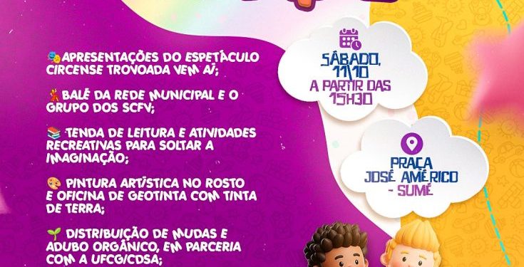 Sábado Animado: Prefeitura de Sumé celebra Dia das Crianças com programação especial